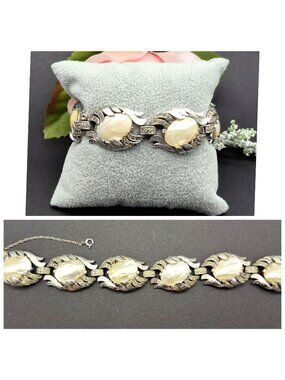 Rare 50's Crown Trifari Fantasia Series Bracelet MOP Silver Tone Alfred Philippe
